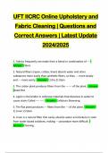 UFT IICRC Online Upholstery and Fabric Cleaning | Questions and Correct Answers | Latest Update 2024/2025