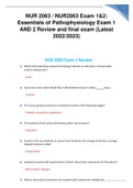 NUR 2063 / NUR2063 Exam 1&2: Essentials of   Pathophysiology Exam 1 AND 2 Review and final exam (Latest 2022/2023)