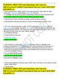 NURSING NRSG 98 Exam Questions and Answers 100%Correct/Certified Guaranteed Success Latest 2022/2023 GRADED A+