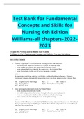 Test Bank for Fundamental Concepts and Skills for Nursing 6th Edition Williams-all chapters-2022- 2023