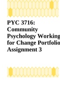 PYC 3716: Community Psychology Working for Change Portfolio- Assignment 3