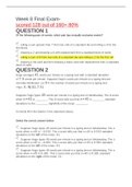 MATH 225N  | Week 8 Final Exam scored 128 out of 160= 80%