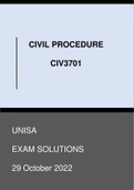 2022 OCTOBER EXAM SOLUTIONS - Civil Procedure (CIV3701) 