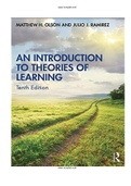 Introduction to Theories of Learning 10th Edition Olson Test Bank|ALL CHAPTER 1 -16|  ISBN-13: 9780367857912  |Complete Test Bank