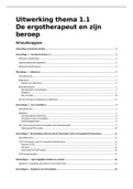 Samenvatting  Thema 1.1 "De ergotherapeut en zijn beroep"