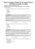 Complete Test Bank Mosby’s Canadian Textbook for the Support Worker 4th Edition Sorrentino  Questions & Answers with rationales (Chapter 1-47)