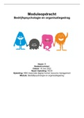 Essay Bedrijfspsychologie en organisatiegedrag  Gedrag en cultuur in organisaties, ISBN: 9789491743177