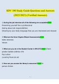 SDV 100 Study Guide Questions and Answers (2022/2023) (Verified Answers)