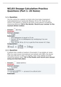 NCLEX Dosage Calculation Practice Questions (Part 1: 20 Items)