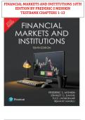 FINANCIAL MARKETS AND INSTITUTIONS 10TH EDITION BY FREDERIC S MISHKIN TESTBANK CHAPTERS 1-13