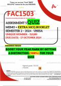 FAC1503 ASSIGNMENT 5 QUIZ MEMO - SEMESTER 2 - 2024 - UNISA - DUE : 17 OCTOBER 2024 - UNIQUE NUMBER:-  521289 (DISTINCTION GUARANTEED) + INCLUDES 200-500 PAGE MCQ BOOKLET 