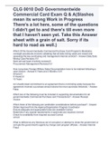 CLG 0010 DoD Governmentwide Commercial Card Exam Q & A(Slashes mean its wrong Work in Progress There's a lot here, some of the questions I didn't get to and there's till even more that I haven't seen yet. Take this Answer sheet with a grain of