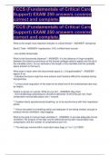 FCCS (Fundamentals of Critical Care Support) EXAM 250 answers covered correct and complete. 