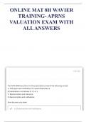 ONLINE MAT 8H WAVIER TRAINING- APRNS VALUATION EXAM WITH ALL ANSWERS