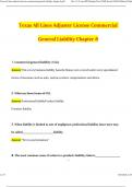 Texas All Lines Adjuster License Commercial General Liability Chapter 8 Actual 2024 Questions And Answers 100% Verified By Experts 