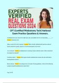 CPT (Certified Phlebotomy Tech) National Exam Practice Questions & Answers.  