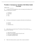 Complete Test Bank Wardlaws Contemporary Nutrition 12th Edition Smith Questions & Answers with rationales (Chapter 1-16)