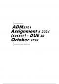 ADM3701 Assignment 6 (ANSWERS) 2024 (605597) - DUE 30 October 2024  100% satisfaction guarantee