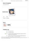 Summary Charlie Snow Age: 6 years Diagnosis: Anaphylaxis| Feedback Log & Score 96% — Charlie Snow