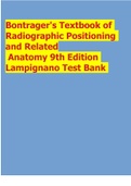 Bontrager's Textbook of Radiographic Positioning and Related Anatomy 9th Edition Lampignano Test Bank