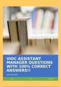 VIOC ASSISTANT MANAGER QUESTIONS (ASCM ROLE & GENERAL QUESTIONS)  WITH 100% CORRECT ANSWERS!!