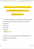 Texas Real Estate Exam Prep (From Pearson VUE and & Champions National Exam Prep) (2024 / 2025) Questions with Verified Answers, 100% Guarantee Pass Score