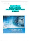 Solution Manual For Federal Tax Research 12th Edition by Roby Sawyers, Steven Gill. All  Chapters Covered ,Latest Edition ISBN:9780357366387