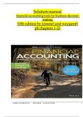 Solution Manual for Financial Accounting Tools For Business Decision Making, 10th Edition, Paul D. Kimmel, Jerry J. Weygandt  All 1-13  Chapters Covered ,Latest Edition ISBN: 9781119791089