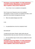 Portage Learning BIOD 171 Microbiology Lecture Exams Questions and Answers New Update 2022/2023 Rated A+