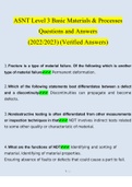 ASNT Level 3 Basic Materials & Processes Questions and Answers 2022/2023 | 100% Correct Verified Answers