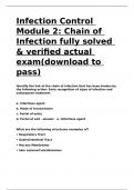 Infection Control Module 2 Chain of Infection fully solved & verified actual exam(download to pass).