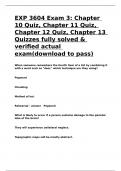 EXP 3604 Exam 3 Chapter 10 Quiz, Chapter 11 Quiz, Chapter 12 Quiz, Chapter 13 Quizzes fully solved 