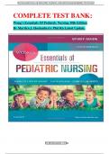 COMPLETE TEST BANK: Wong's Essentials Of Pediatric Nursing 10th Edition By Marilyn J. Hockenberry Phd Rn Latest Update.