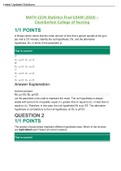 MATH 225N Statistics Final EXAM – Chamberlain College of Nursing MATH 225N Statistics Final EXAM