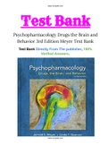 Psychopharmacology Drugs the Brain and Behavior 3rd Edition Meyer Test Bank