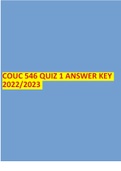 COUC 546 QUIZ 1 ANSWER KEY 2022/2023