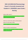   NSG 124 (NSG124) Pharmacology Exam 3 | Correctly Answered and Graded A+ | 2024/2025 Latest Guide | Herzing 