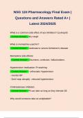 NSG 124 Pharmacology Final Exam | Questions and Answers Rated A+ | Latest 2024/2025