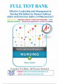 Test Bank for Effective Leadership and Management in Nursing 9th Edition by Eleanor Sullivan 9780134153117 | Complete Guide A+