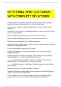 BEFO FINAL TEST QUESTIONS WITH COMPLETE SOLUTIONS 