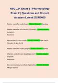 NSG 124 Exam 2 | Pharmacology Exam 2 | Questions and Correct Answers Latest 2024/2025