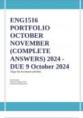 ENG1516 PORTFOLIO OCTOBER NOVEMBER (COMPLETE ANSWERS) 2024 - DUE 9 October 2024; 100% TRUSTED Complete, trusted solutions and explanationsEnsure your success with us.. 