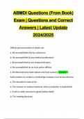 ABMDI Questions (From Book) Exam | Questions and Correct Answers | Latest Update 2024/2025