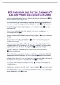 200 Questions and Correct Answers PA Life and Health State Exam Simulator