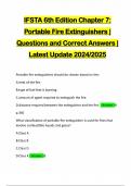 IFSTA 6th Edition Chapter 7: Portable Fire Extinguishers | Questions and Correct Answers | Latest Update 2024/2025