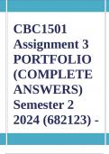 CBC1501 Assignment 3 PORTFOLIO (COMPLETE ANSWERS) Semester 2 2024 - DUE 10 October 2024; 100% TRUSTED Complete, trusted solutions and explanations. Ensure your success with us..