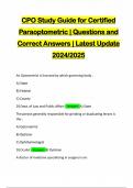 CPO Study Guide for Certified Paraoptometric | Questions and Correct Answers | Latest Update 2024/2025