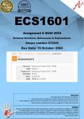 ECS1601 Assignment 6 QUIZ (COMPLETE ANSWERS) 2024 (672300) - DUE 15 October 2024