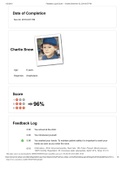 Summary Charlie Snow Age: 6 years Diagnosis: Anaphylaxis| Feedback Log & Score 96% — Charlie Snow