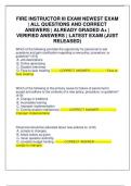 FIRE INSTRUCTOR III EXAM NEWEST EXAM | ALL QUESTIONS AND CORRECT ANSWERS | ALREADY GRADED A+ | VERIFIED ANSWERS | LATEST EXAM (JUST RELEASED)